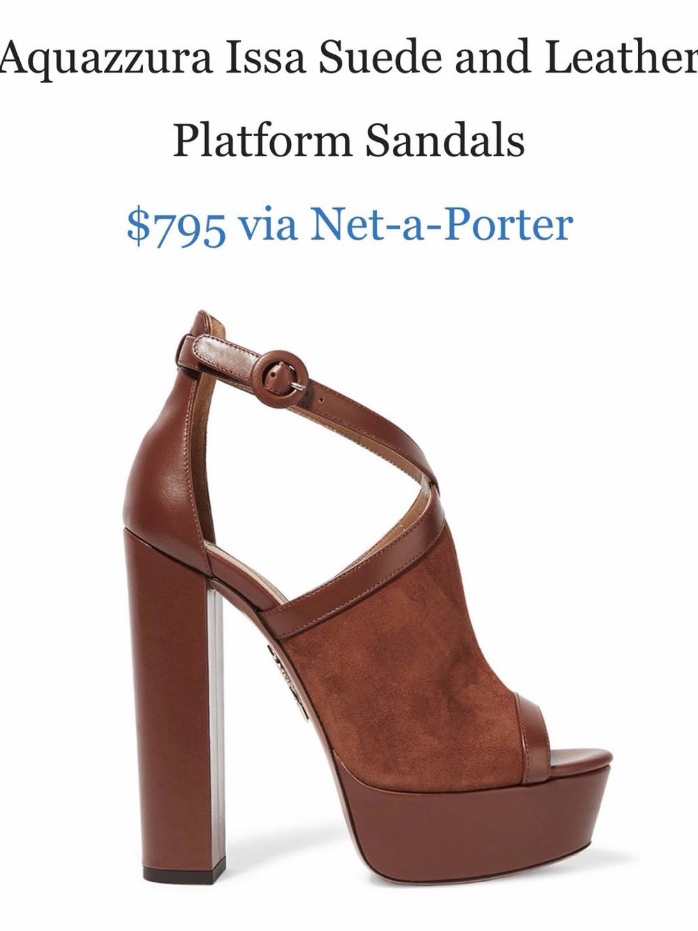AQUAZZURA ISSA BROWN SUEDE LEATHER PLATFORM SANDALS EU 37